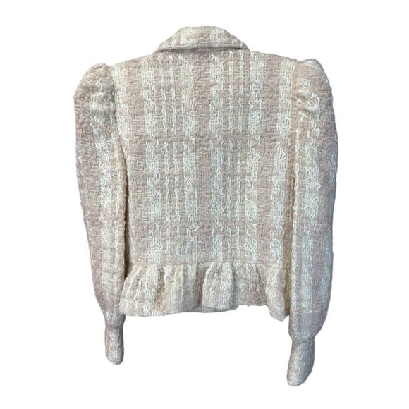 LOVESHACKFANCY Braelynn Houndstooth Bouclé-Tweed Wool Jacket Cream XS - Picture 6 of 13